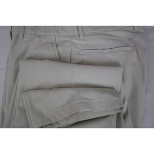 LANDS END Men's Pants Flat Front Beige All Poly Side Zip Pocket 36 x 29